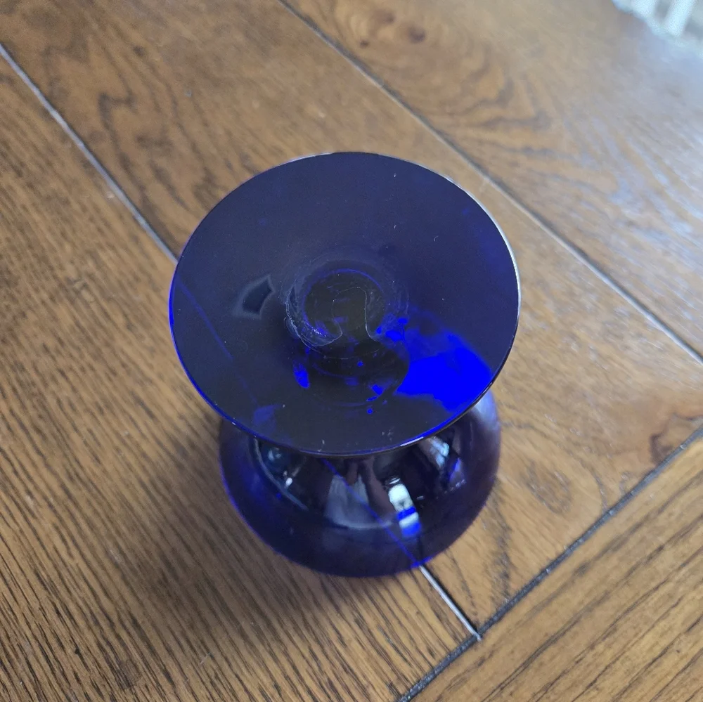 Vintage Imperial Glass USA Cobalt Blue Footed Dessert Glass